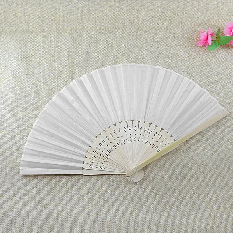 21cm Folding Fan Hand Silk Cloth DIY Chinese Folding Fan Solid Color DIY Calligraphy Painting Hand Fan Wedding Party Decoration