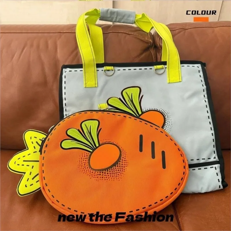 JIAERDI Cute Cartoon Carrot Handbag Women Comic Anime Large Capacity Shoulder Bag Ladies Fun Kawaii Line Niche Underarm Bag New