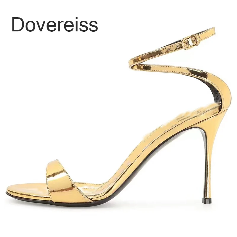 

Dovereiss 2023Fashion Women Shoes Summer New Sexy Gold Stilettos Heels Sandals Narrow Band Buckle Party Shoes Clear Heels 44 45