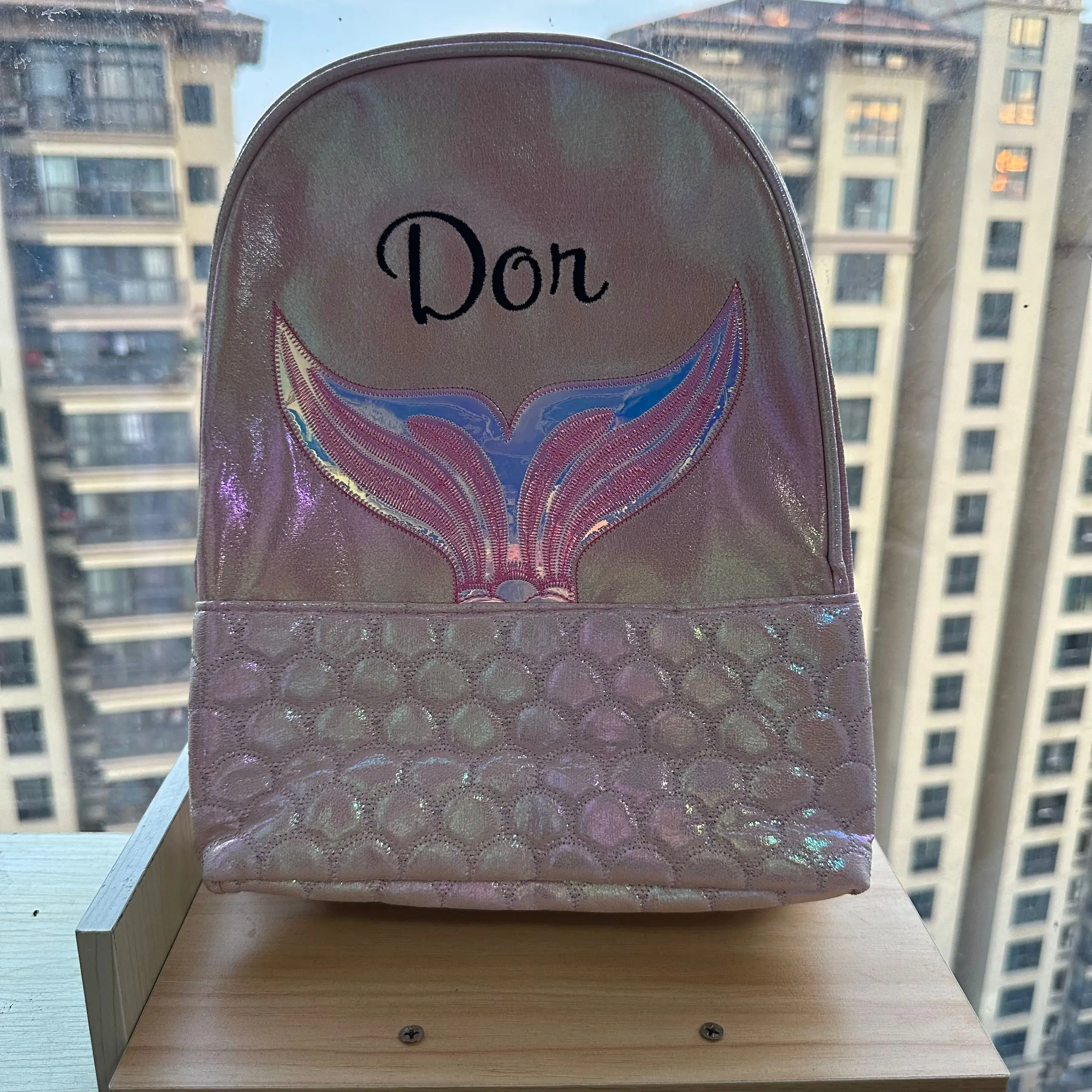 New Mermaid PU Backpack Custom Student School Bag Large Capacity Girl's  Backpack Personalized Name Birthday Gift Bags 2