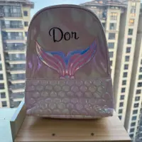 New Mermaid PU Backpack Custom Student School Bag Large Capacity Girl's  Backpack Personalized Name Birthday Gift Bags 2