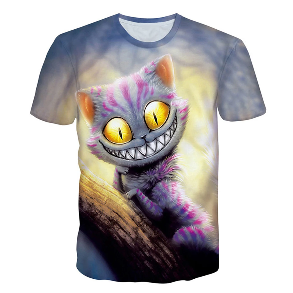 

Summer Men'S T-Shirt Fashion 3d Printed Funny Animal Cat Print Hip Hop Fun Fun Personality Loose Crew Neck Short Sleeve Top
