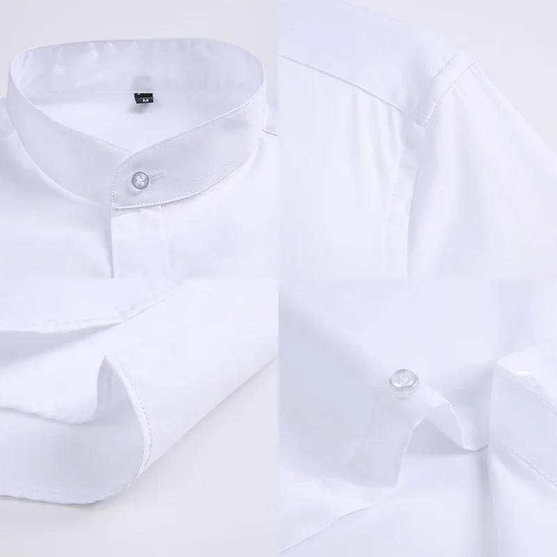Autumn Long Sleeve Shirt Men 100% Cotton White Shirt Stand Collar Slim Fit Business Work Shirts for Men Plus Size 5XL dress shirts men casual shirts