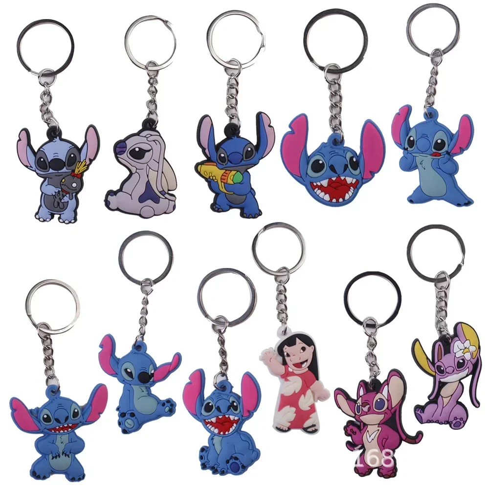 

Kawaii Lilo & Stitch Keychain Anime Cartoon Cute Doll PVC Keyring Ornament Chain Car Disney Pendant Kids Toys Accessories Gifts