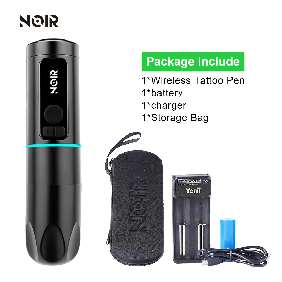 Noir 4.0mm Stroke Wireless Tattoo Machine Pen + Battery Bluetooth