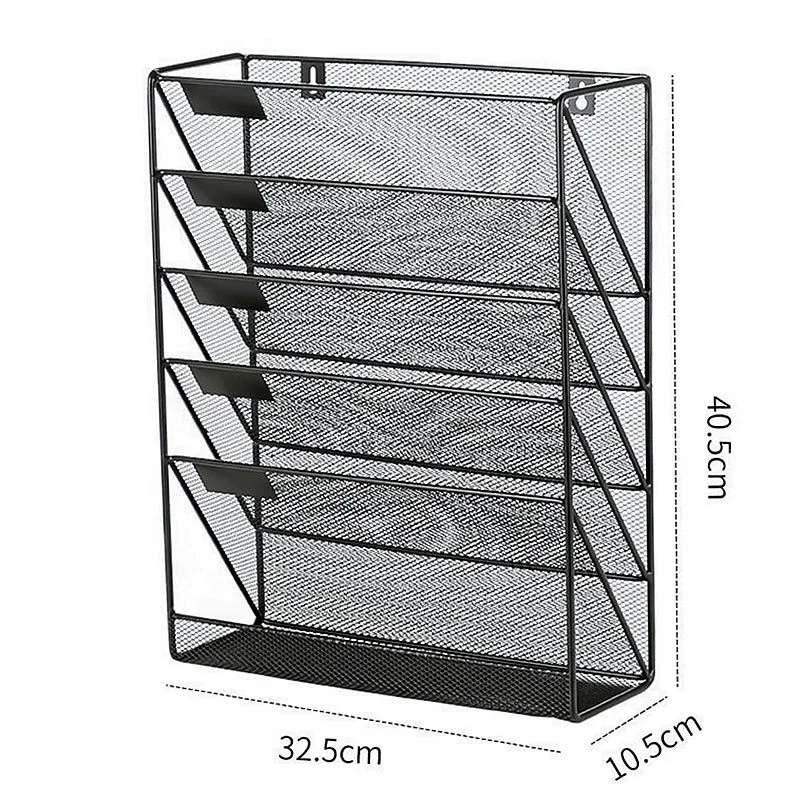 Special Wall-mounted Metal Bookshelf Iron Art Newspaper Rack A4 Data Sorting Storage Basket Multi-layer Vertical Storage Rack