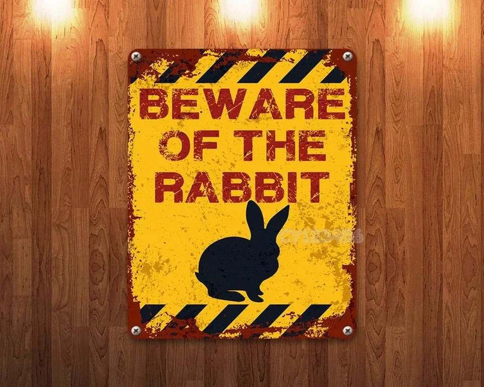 Plaque Métal Humoristique Lapin – 12x8 Cm, Alu, Déco Murale Animal, Neuve