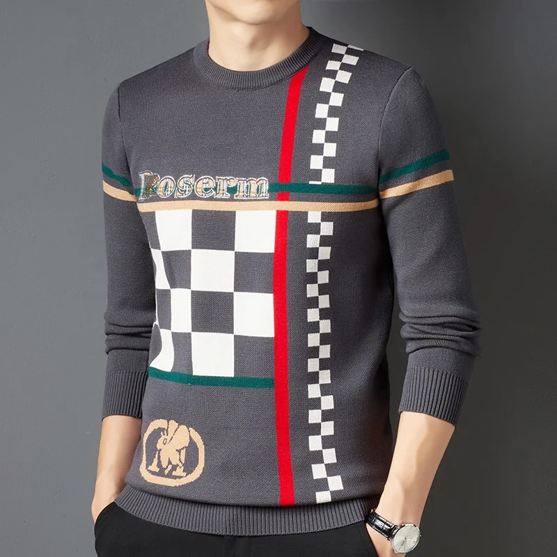 thumbnail image 1 of Suéter de cachemira de lujo de primera calidad para otoño e invierno, nuevo suéter de moda para hombre, suéteres suaves y cálidos, suéter navideño para hombre, 1 of 4