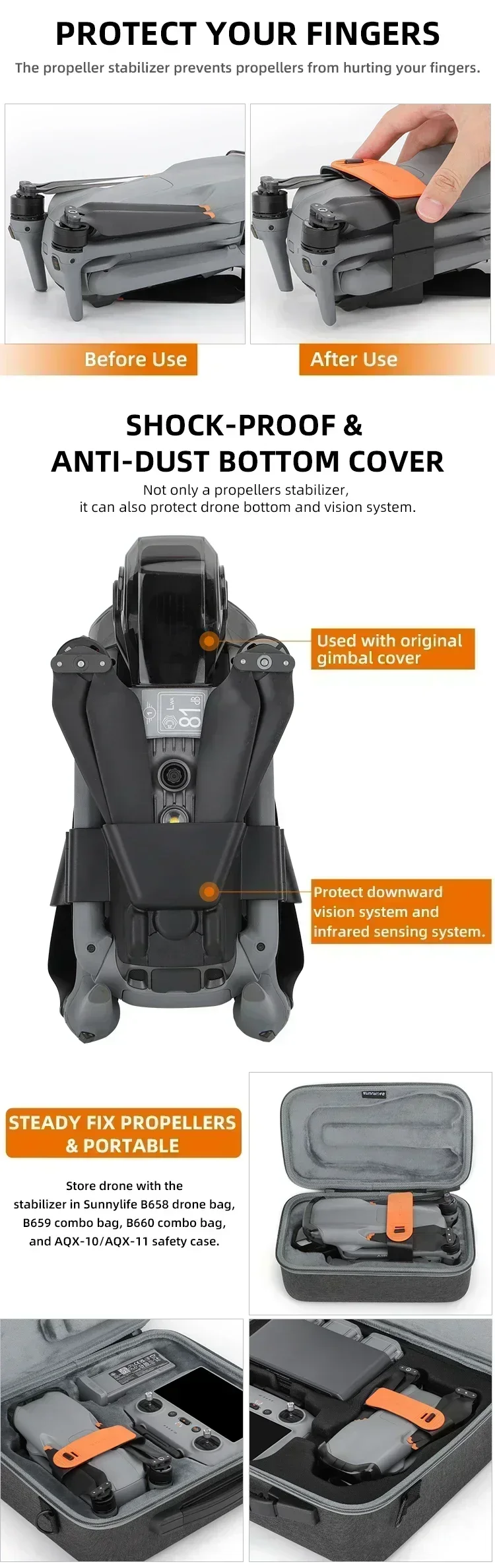 Description Picture 5 of itemPropeller Holder For DJI Air 3/3S Propeller Stabilizer Props Fixed Protector Prop Blade Strap Guard for Air 3 Drone Accessories