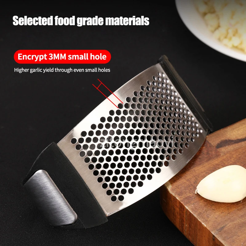 1pc Stainless Steel Garlic Press Manual Minced Garlic Chopped Kitchen Tool