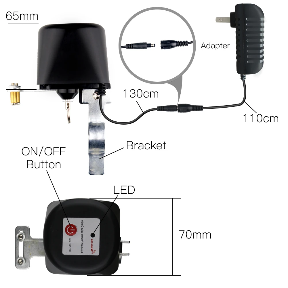 ZigBee 3.0 Smart Gas Water Valve Controller SmartThings App Remote Control Echo Plus Voice Control,Work with Alexa Google Home