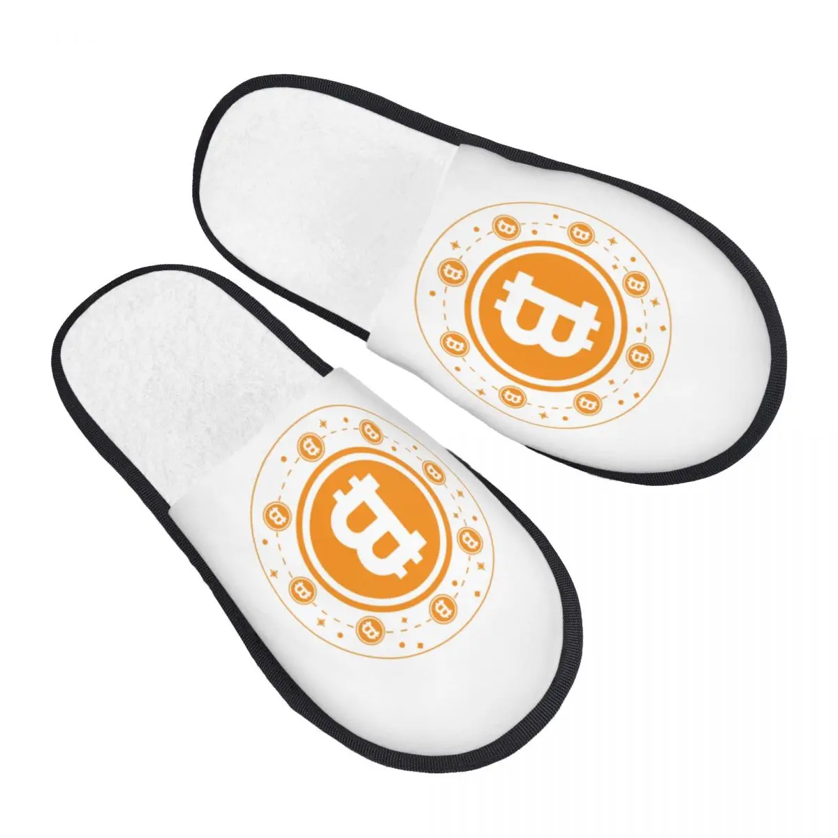

Crypto Bitcoin Magic Guest Slippers for Spa Women Custom Print Cryptocurrency Blockchain Btc Gift House Slipper