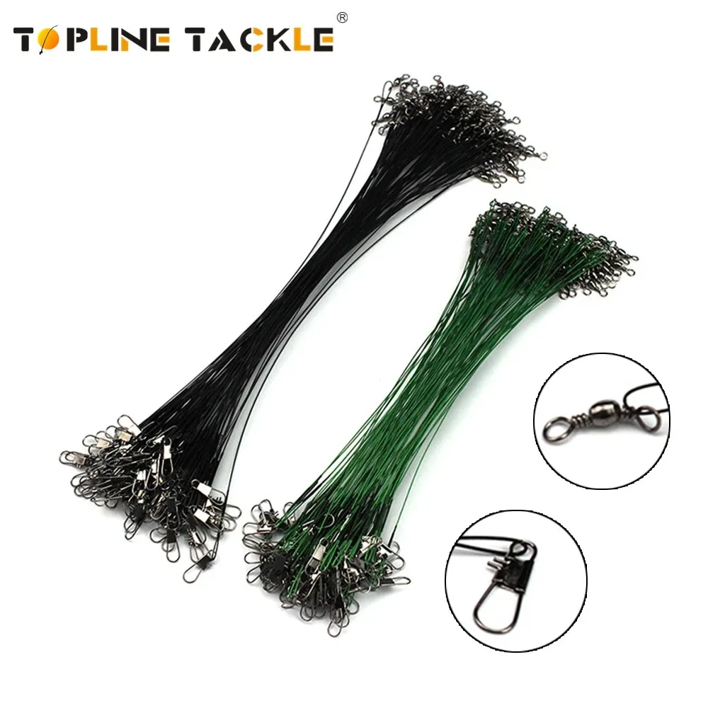 Fishing Line 10/20/30pcs Fishing Line Steel Wire Leader With Swivel Double-Lock 15-30cm Fishing Accessory Lead Core Leash Wire fishing line