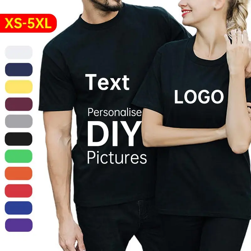 

Футболка мужская с коротким рукавом, повседневная тенниска большого размера с индивидуальным дизайном и логотипом «сделай сам», эксклюзивная однотонная майка с принтом
