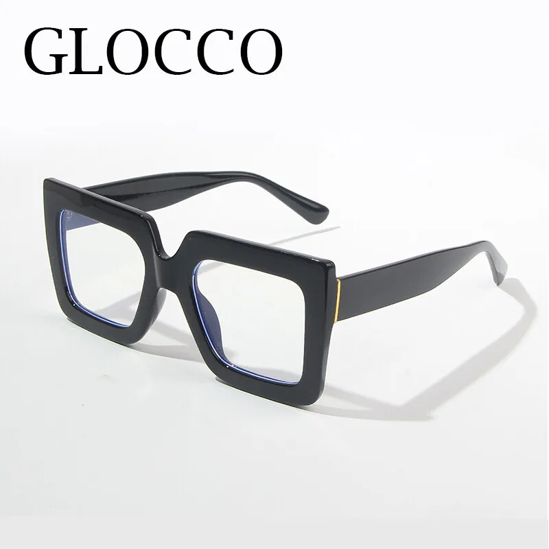 Large Square Frame Anti-Blue Light Reading Glasses Retro Luxury Brand Designer Black Eyeglasses Computer Transparent Eyewear 6