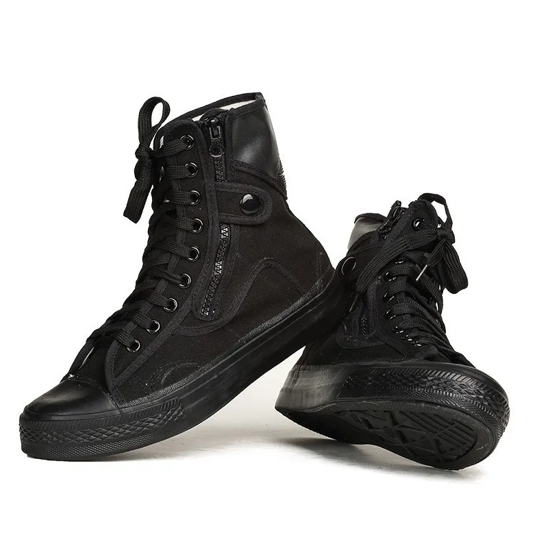 New High top Canvas Shoes  Espadrilles Zapatos Chaussure Homme Men all black Casual sneaker Flat  canvas Shoes Big Size 37-46 6
