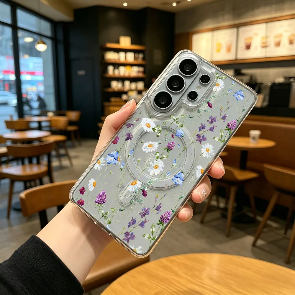 Small Flower Clear Phone Case with Magsafe Back Cover