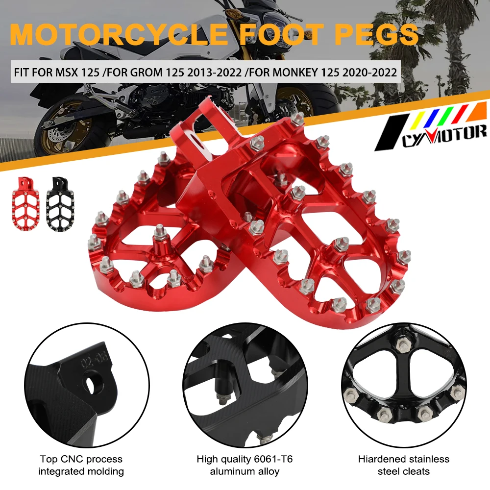 Motorcycle CNC Footrests Footpegs Foot Rests Pegs Pedals For HONDA MSX 125 GROM 125 2013- MONKEY-motocross bike accessories