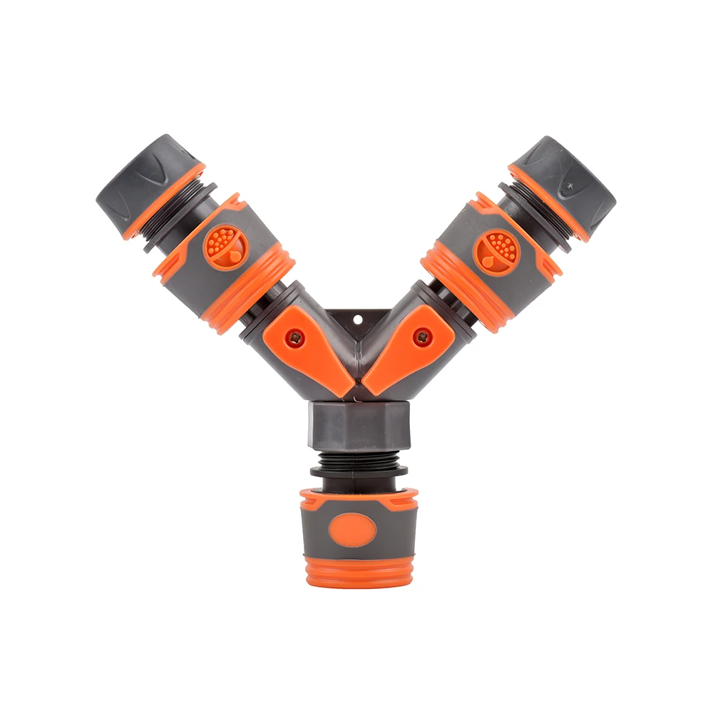 2-Way Garden Tap Water Splitter Female 1/2 3/4 Garden Hose Y Splitter Watering Adjustable Switch 4