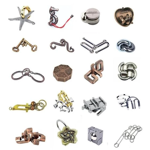 Casse-tête en fer à cheval en métal, jeu de puzzle, porte-clés, serrure de  vélo, QI, 20/26 pièces par ensemble - AliExpress