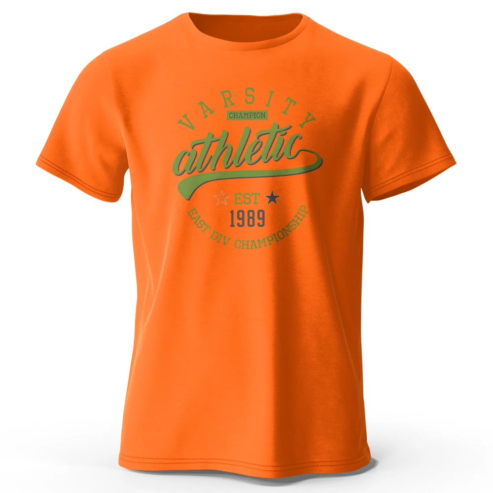 Unisex Vintage Graphic Varsity Cotton T-Shirt - Short Sleeve