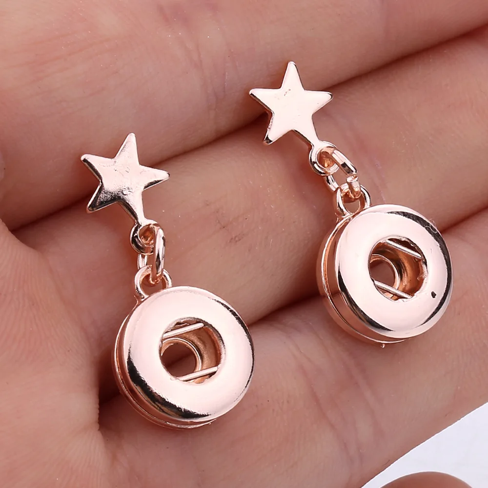 12pairs Metal Star 12mm Snap Button Earrings Eardrop Mini DIY Snaps Buttons Earring Women Jewelry
