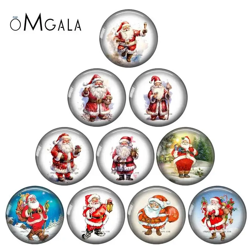 

Cartoon Old Red Santa Claus Art Patterns 12mm/18mm/20mm/25mm Round Photo glass cabochon demo flat back Making findings