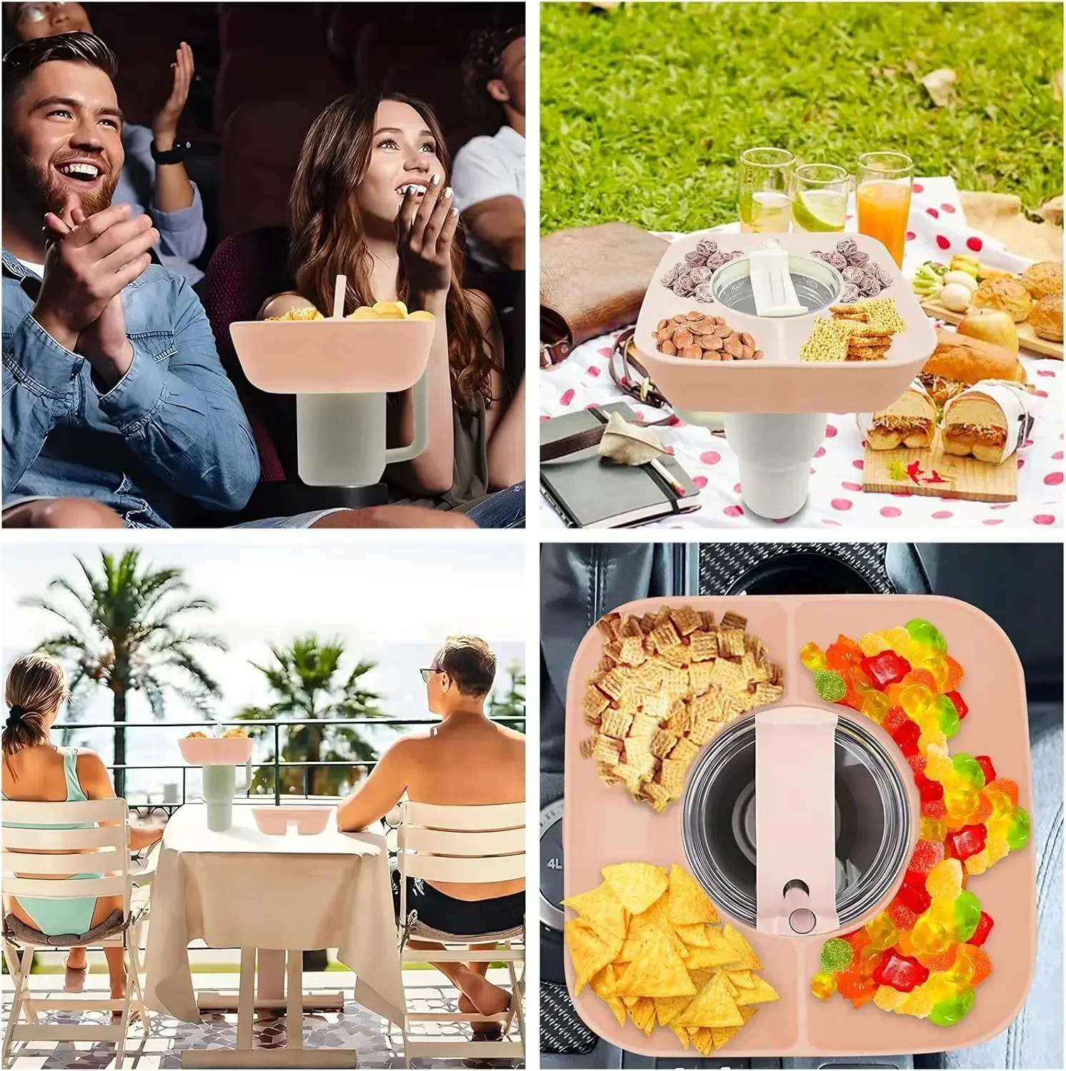 Snack Bowl With Cover For Stanley 40oz Tumbler With Handle Silicone Snack Tray Snack Ring For Stanley Cup Accessories 5