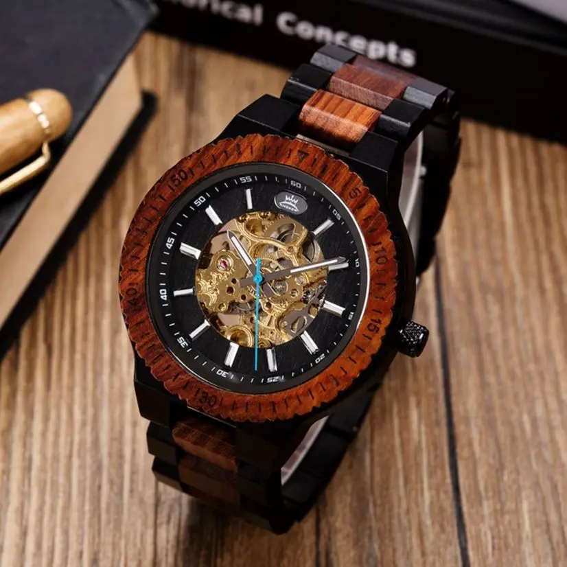 BOBO BIRD Automatic Machinery Watch for Men Wooden Stainless Steel Hollow Out Waterproof Watches relogio masculino Custom Gift single high gloss wooden automatic watch winder watch winder display jewelry gift box watch box