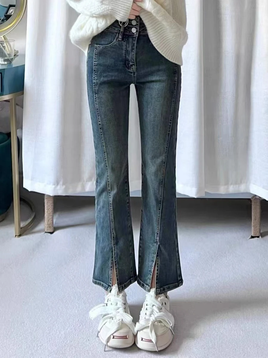 

2024 Spring and Autumn Female Ladies Straight Jeans Comfortable Casual Pants Women High Quality Wide Leg High Waist Jean G160