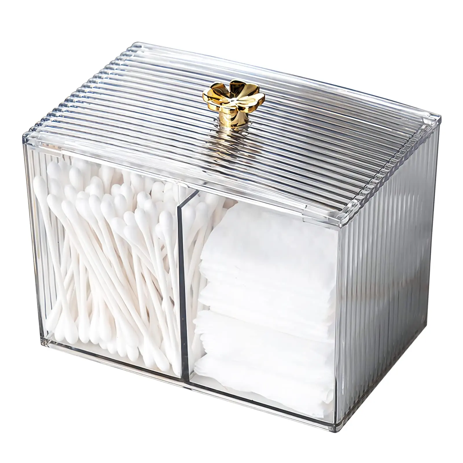 Cotton Swab Holder Acrylic Qtip Bathroom Jars With Lids For Cotton Ball Round Pads Floss