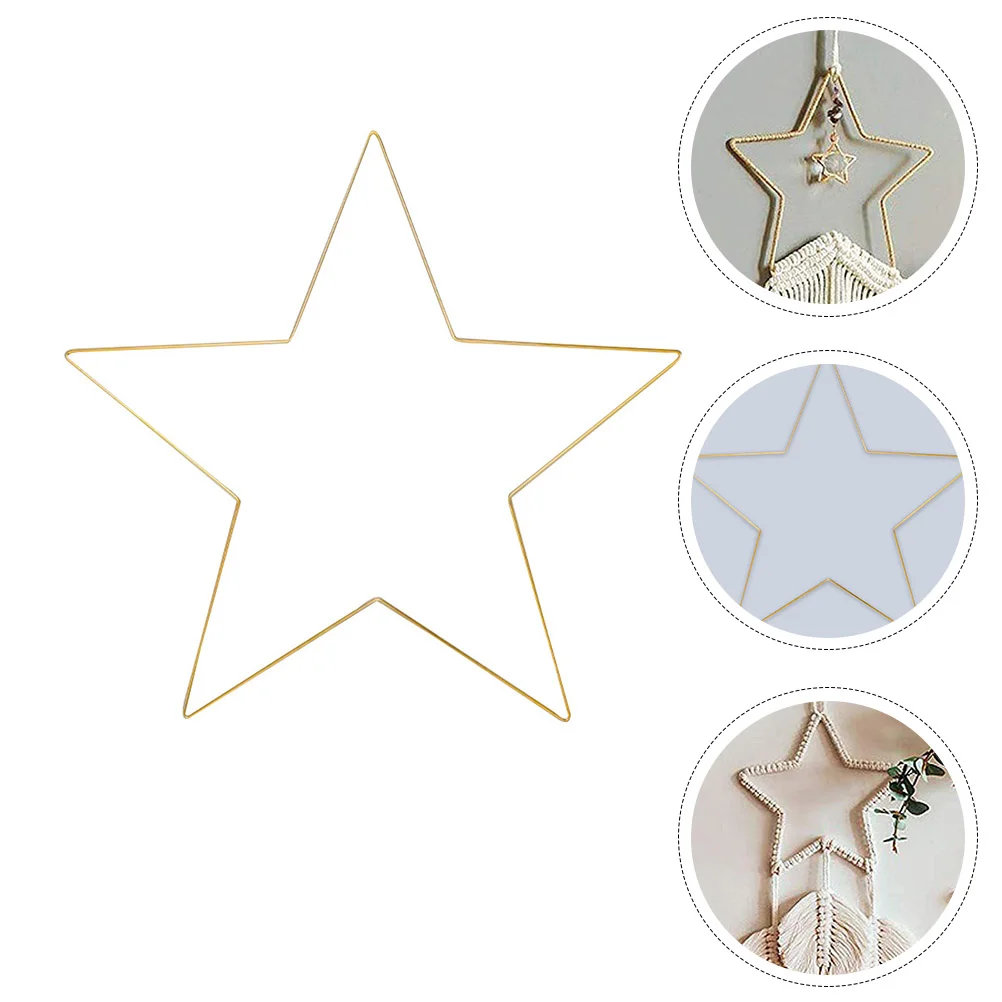 

25/30/35cm Wrought Iron Metal Star Ring Five-Pointed Star Wreath Frame Hoop Dream Catcher Wall Art Ornament Xmas New Year Decor