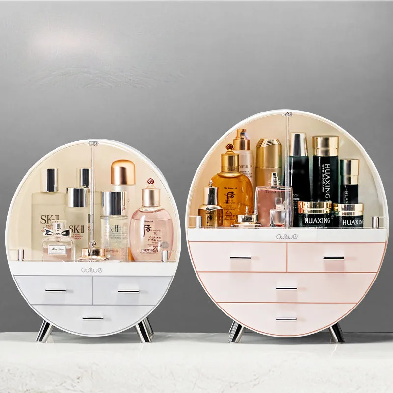 Big Dustproof Makeup Organizer With Drawer Skincare Jewelry Cosmetic Storage Box Lipstick Brush Holder Waterproof Storage Case 3