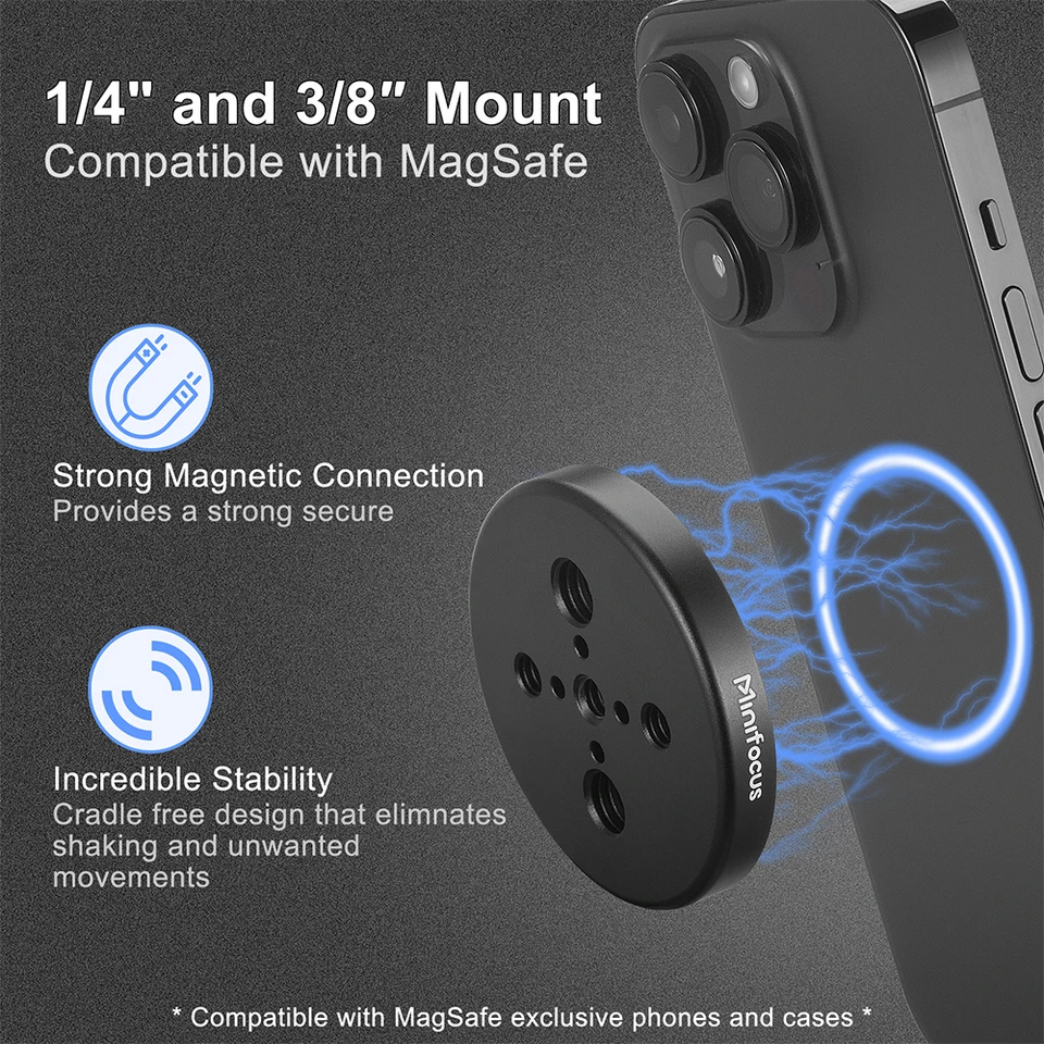 Support De Téléphone Magnétique Avec Magsafe Et Trou De 1/4 Pouces Pour Trépied, Bras Magique, Adaptateur De Montage Pour IPhone