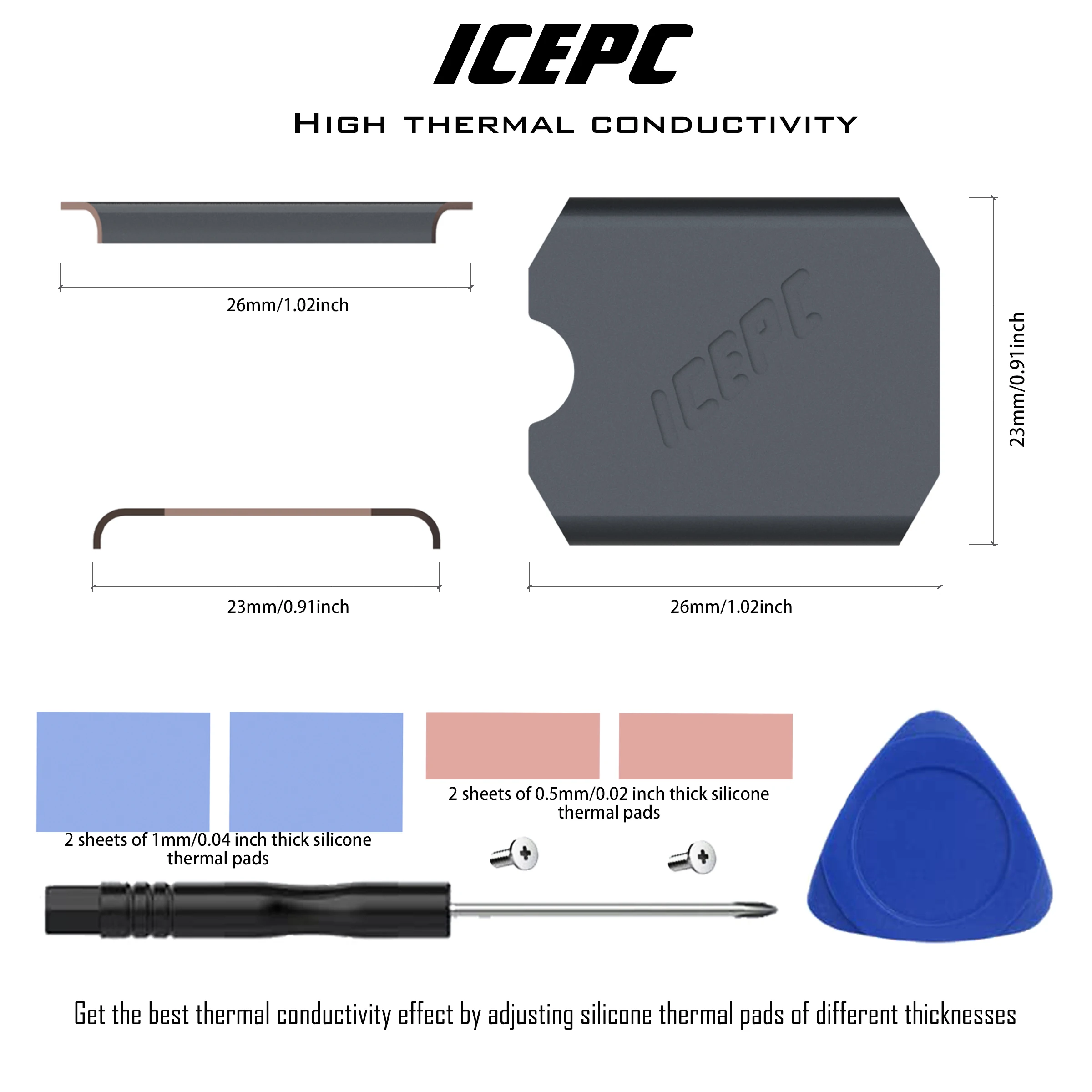 Heatsink 2230 Stream Deck NVME 2230 SSD Graphene Coating Copper Heat Sink Replacements Repair Kit Thermal Silicon iCEPC