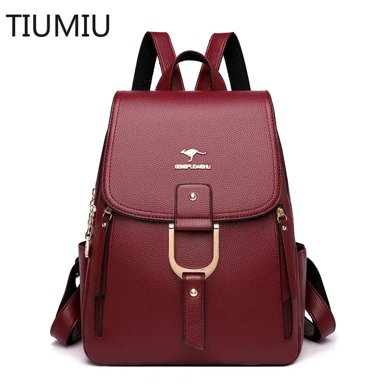 

Women Large Capacity Backpacks Purses High Quality Leather Female Vintage Bag School Bags Travel Bagpack Ladies Bookbag Rucksack
