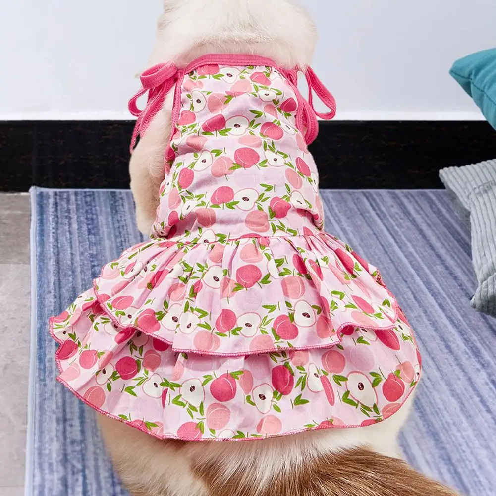 

Pet Dress Comfortable Sweet Style Polyester Fruit Print Pet Suspender Skirt for Cat