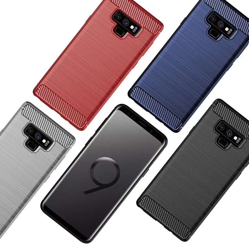 Shockproof Silicone TPU Bumper Carbon Case for Samsung Galaxy Note 9