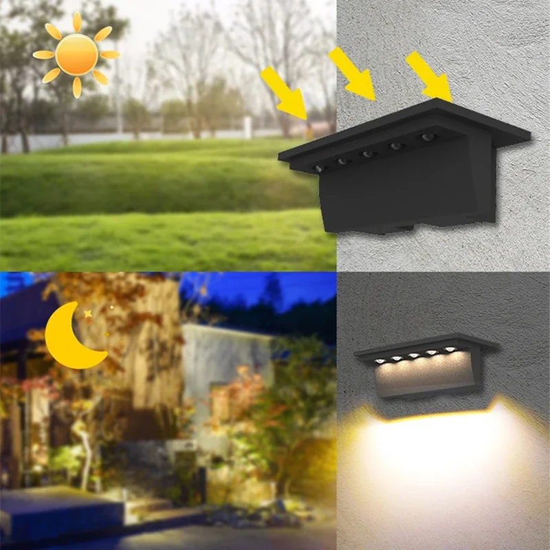 LED 태양광 울타리 조명, RGB 색상 변경, 따뜻한 흰색, 야외 벽 조명, IP65 방수 장식 램프, 2 개