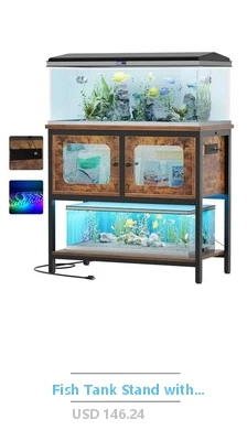 Mondazie 20 Gallon Tall Aquarium Stand - 2-Tier Metal Tank Stand With Storage Shelf, 32.2" High, Black
