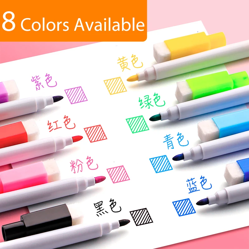 8 Colors Colorful Magnetic Dry Erase Markers dry erase markers Erasable Whiteboard Pen Pencil Marker for School Office Home Stationary Supplies