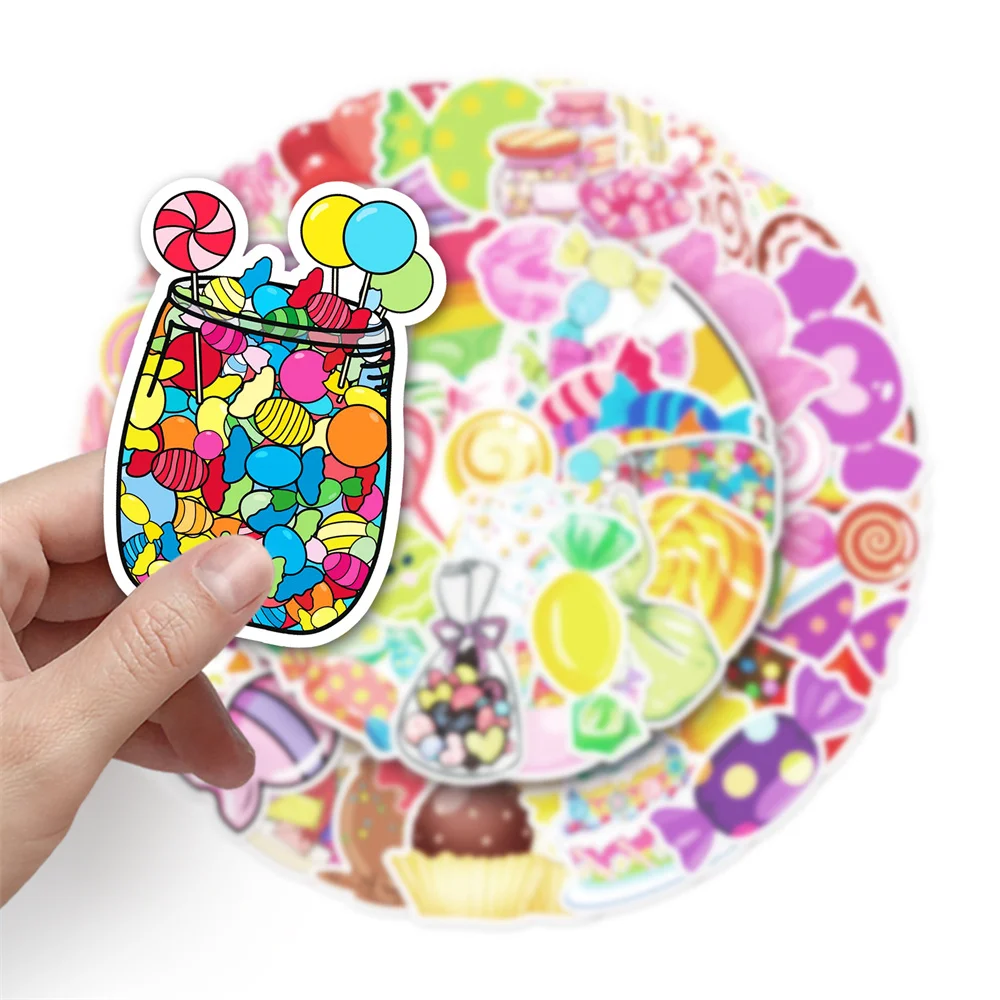 50Pcs Cartooon Bonbon Candy Lollipop Sticker Per Cancelleria Laptop Phone Guitar Scrapbooking Forniture Scrapbook Adesivi Per Bambini