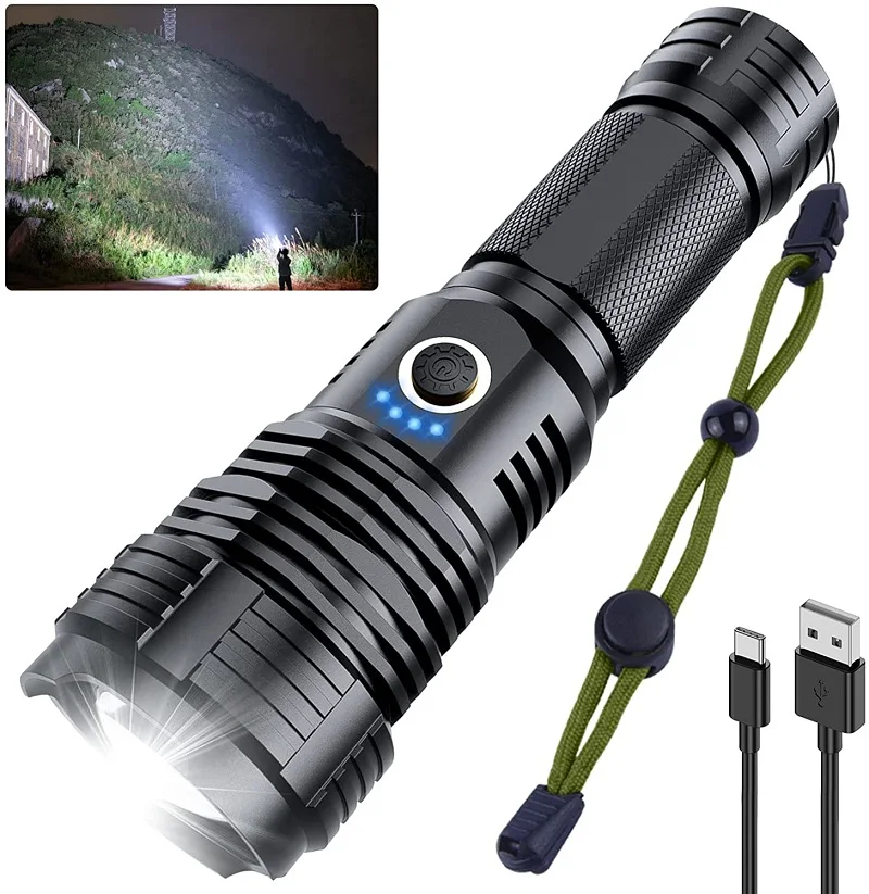Super Bright XHP70/XHP50 LED Flashlight Aluminium Alloy Zoom