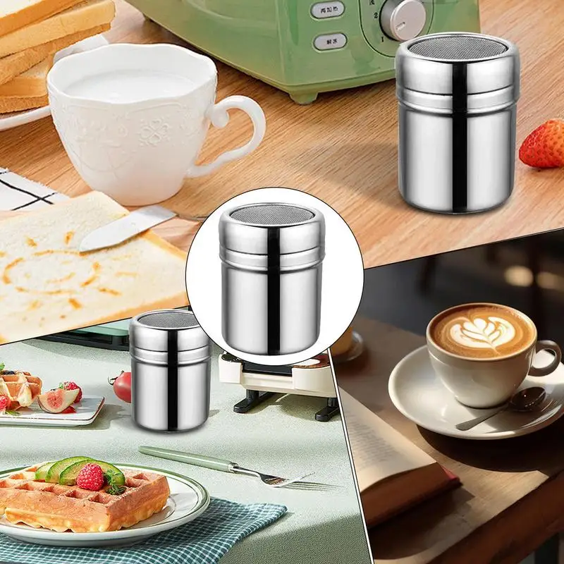 1pcs Powder Sugar Shaker Duster Dredges Stainless Steel Powder Sugar Shaker Cans Jars For Salt Spices And Cocoa