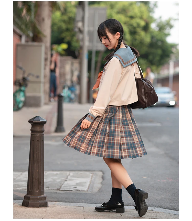 Japanese Girly Sweet Cute JK Uniform Summer New Fashion College Style Slim-Fit Student Long Sleeve Tops Women Elegant Clothes