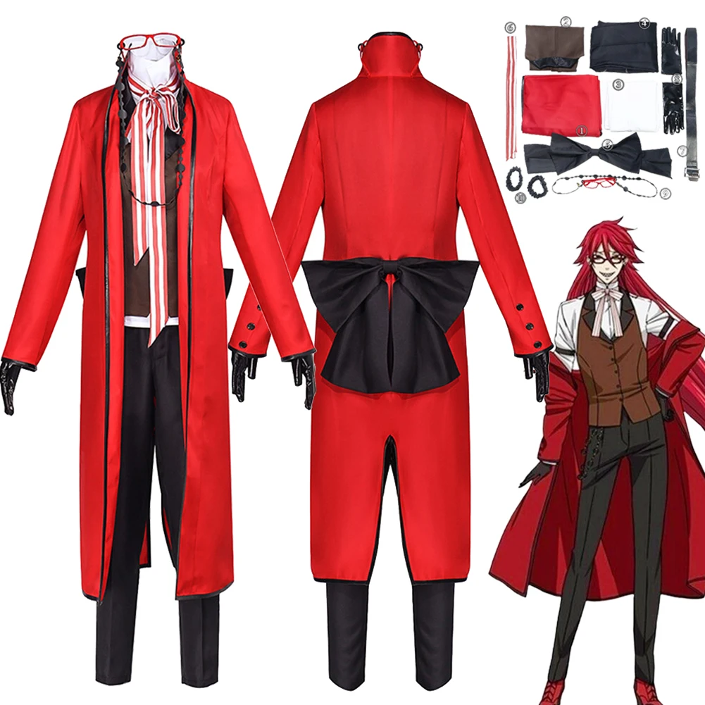 

Anime Black Butler Cosplay Ronald Knox Costume Outfits Women Men Adult Halloween Carnival Party Disguise Roleplay Suit