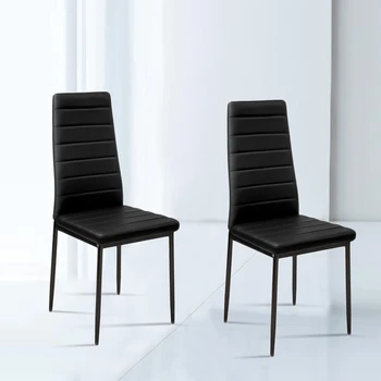 Modern Faux Leather Upholstered Dining Chairs Set of 2 Kitchen Room Armless High Back Dining Chairs