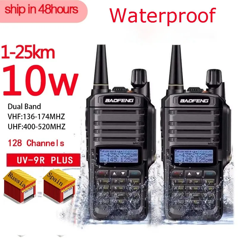 1/2 Pz Walkie Talkie Impermeabile Di Alta Qualità Baofeng Uv-9R Plus 10W Ham Radio Cb Radio Comunicador Baofeng Uv 9R Plus
