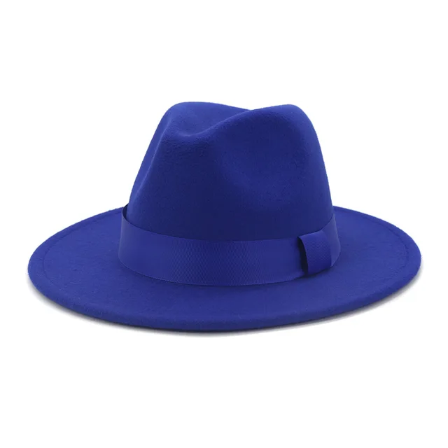 HOAREE Purple Wool Felt Jazz Fedora Hats Men Women Wide Brim Sombrero