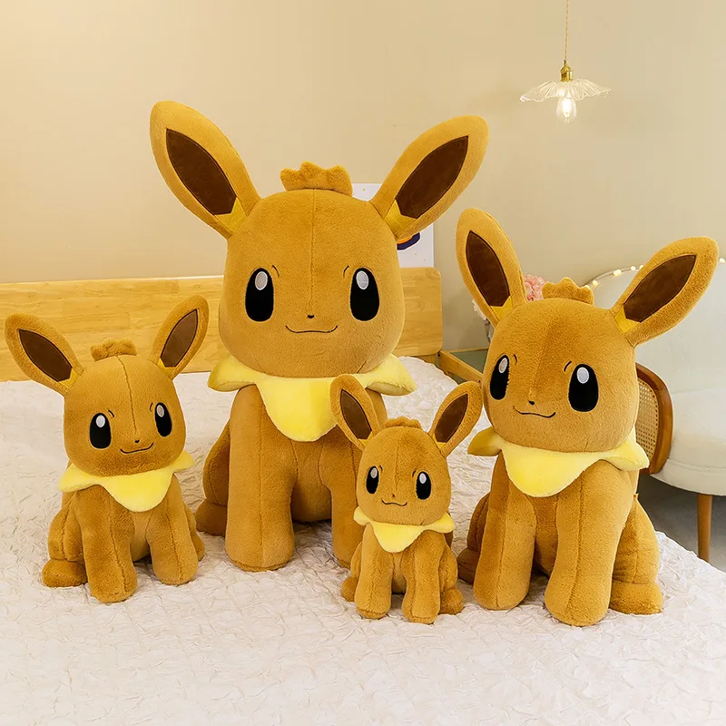 40/90cm Huge Pokemon Eevee Anime Plush Toys Big Pokémon Plushie Kawaii Semi-finished Leather Holster Pillow Gift for Children 3